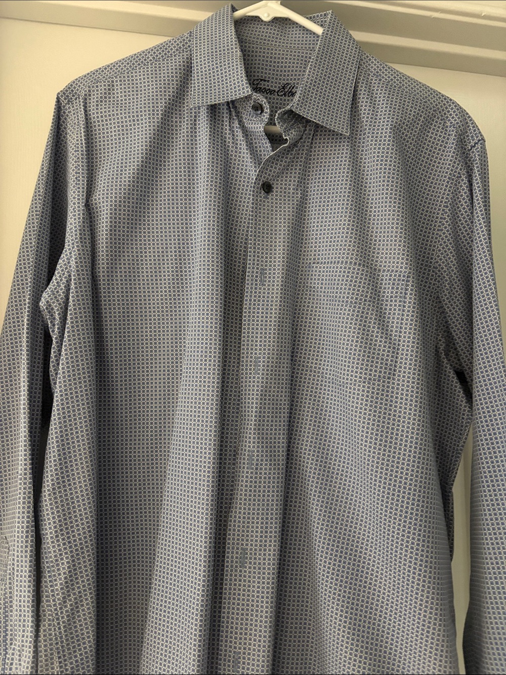 Pierre Cardin Blue Micro-Pattern Long Sleeve Dress Shirt
